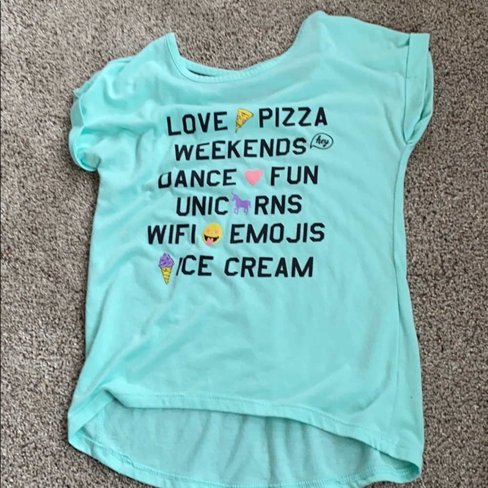 Loose fitting teal shirt